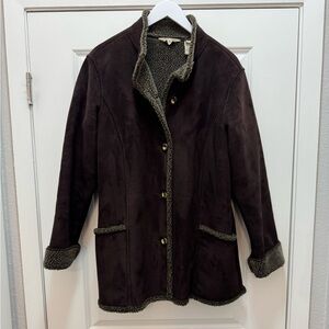Vintage LL Bean Coat Sherpa Lined Faux Suede Shearling Chore Barn Jacket